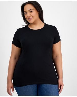 Aveto Plus Size Basic Crewneck Short-sleeve T-shirt - Black