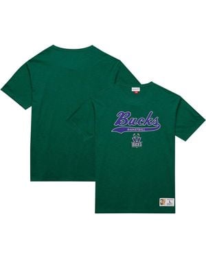 Mitchell & Ness Milwaukee Bucks Hardwood Classics Felt Applique Slub T-shirt - Green