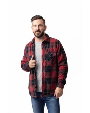 Heat Holders Jax Long Sleeve Plaid Shirt Jacket - Red