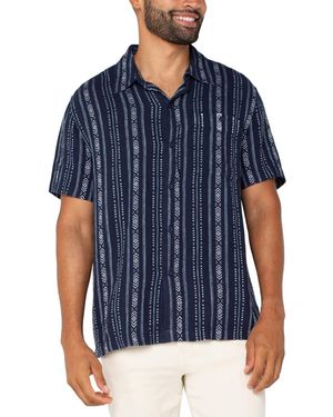 Liverpool Los Angeles Printed Short-sleeve Button Shirt - Blue