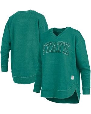 Pressbox Michigan State Spartans Westin Poncho V-neck Pullover Sweatshirt - Green