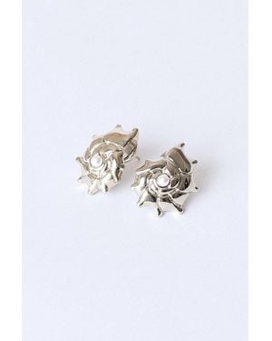 Classicharms Leah Seahell Stud Earrings - White