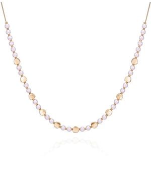 Tahari Tone Imitation Pearl Long Statement Necklace - Metallic