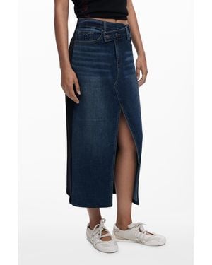 Desigual Blue Cotton Long Skirt