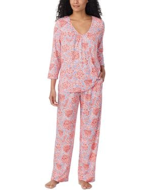 Ellen Tracy V-neck 3/4 Sleeve Top And Pants - Red