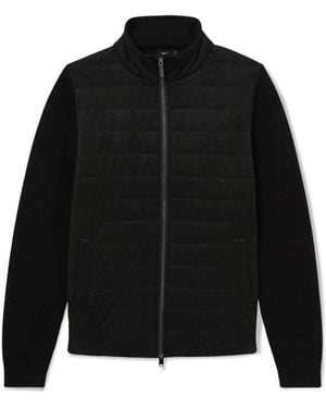 Reiss Bram Zip Through Funnel Quilted Hybrid Jacket - Black