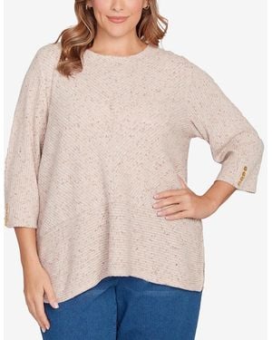Ruby Rd. Plus Size Speckled Heather Rib Knit Top - Natural