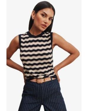 Sanctuary Everyday Chevron Sleeveless Sweater Tank - Blue