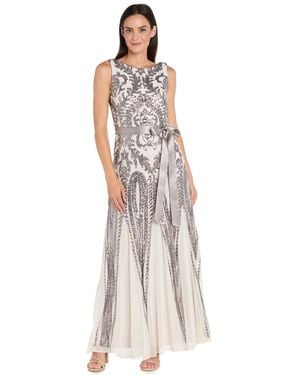 R & M Richards Sequin Sleeveless Ball Gown - White