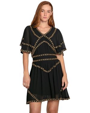 Belle & Bloom Golden Mark Beaded Trim Mini Dress - Black