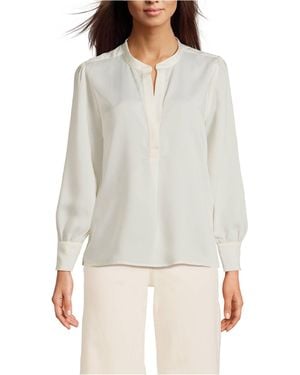 Lands' End Satin Popover Shirt - White