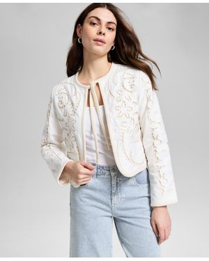 And Now This Open Ladder-trim Tie-neck Jacket - White