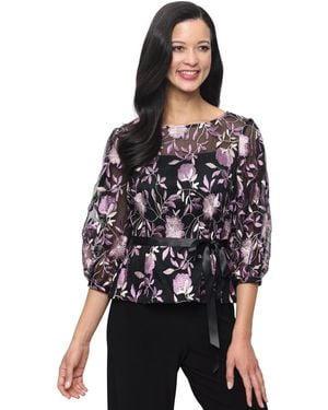 Alex Evenings Boat Neck Top - Black