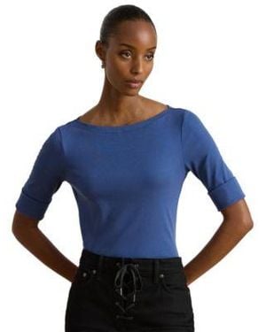 Ralph Lauren Stretch Cotton Boatneck T Shirt Pxs 3x - Blue