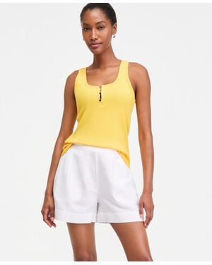 On 34th Scoop-neck Henley Tank Top - White
