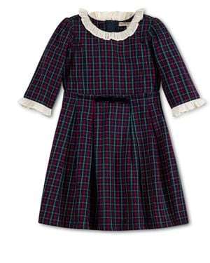 Hope & Henry Little Girls 3/4 Sleeve Ruffle Trim Party Dress - Blue