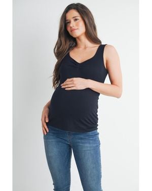 Hello Miss Maternity Sweetheart Neckline Tank Top - Blue