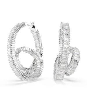 Swarovski Matrix Rhodium Plated Hoop Earrings - Metallic