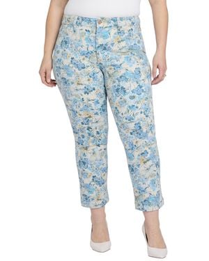 NYDJ Plus Size Sheri Straight-leg High-rise Floral-print Jeans - Blue