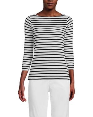 Lands' End Mariner Jersey Boatneck Top - White