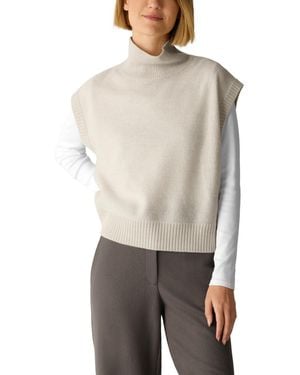 Eileen Fisher Sleeveless Turtleneck Lightweight Wool Sweater - White