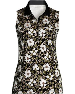 Lands' End Petite Sleeveless Supima Cotton Polo Shirt - Black