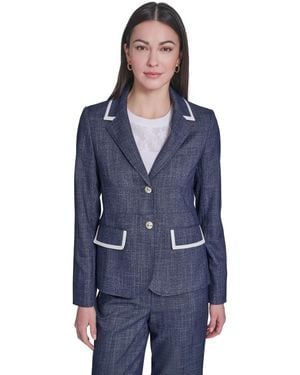 Tommy Hilfiger Crosshatch Notch Collar Blazer - Blue