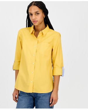 Nautica Roll-tab Button-front Shirt - Yellow