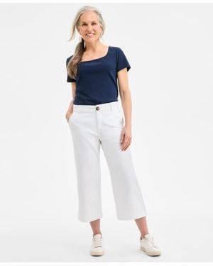 Style & Co. High Stretch Mid-rise Wide-leg Crop Pants - Blue
