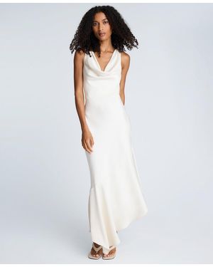 Kenneth Cole Satin Cowl Neck Bias Dress - White