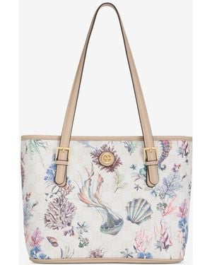 Giani Bernini Sea Print Tulip Tote Bag - White
