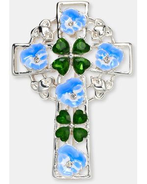Anne Klein Crystal & Stone Floral Cross Pin - Blue