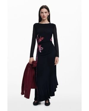 Desigual Asymmetric Lily Long Dress - Blue