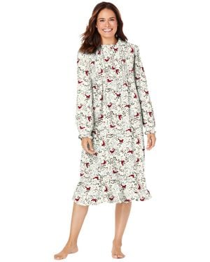 Only Neccessities Cotton Flannel Print Short Gown - White