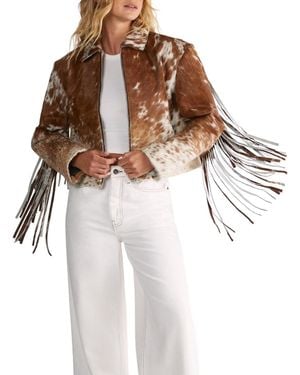 Nasty Gal Zip Through Fringe Jacket - Brown