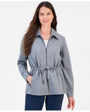 Style & Co. Luxlounge Fleece Zip Up Jacket - Gray