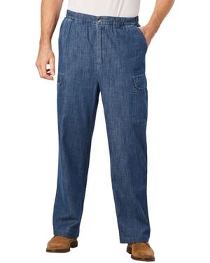Kingsize Big & Tall Knockarounds Full-elastic Waist Cargo Pants - Blue