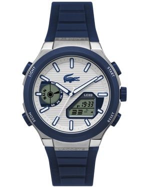 Lacoste Quartz Lc33 Blue Silicone Strap Watch 44.8mm