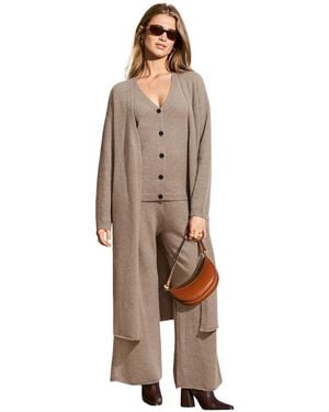 CUPSHE Knit V-neck Wide-leg Cardigan - Natural