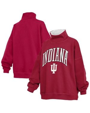 Pressbox Indiana Hoosiers Oversized Mock Neck Sweatshirt - Red