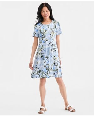 Style & Co. Printed Short-sleeve T-shirt Dress - Blue