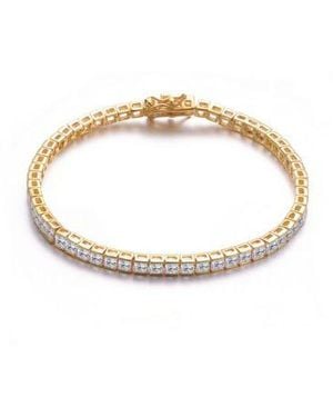 Genevive Jewelry Genvive Classic Sterling Silver Square Cubic Zirconia Tennis Bracelet - Metallic
