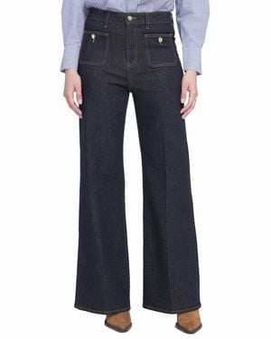 Elle Collection Patch Pocket Wide Leg Jean Wide-leg Pants - Blue