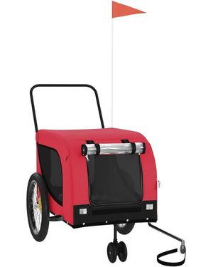 Vidaxl Pet Bike Trailer Red And Black Oxford Fabric And Iron