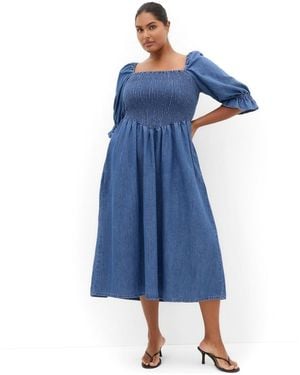 City Chic Kaitlyn Denim Midi Dress - Blue