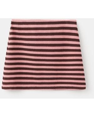 Mango Striped Knitted Skirt - Red