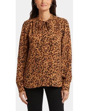 NYDJ Tie-neck Top - Brown