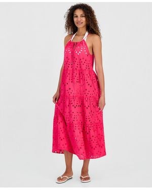 DKNY Tiered Maxi Dress Swim Cover-up - Pink