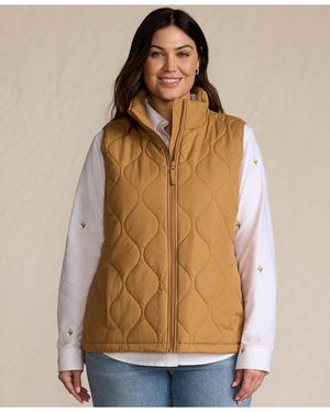Lands' End Plus Size Featherfree Onion Quilted Insulated Vest - Natural
