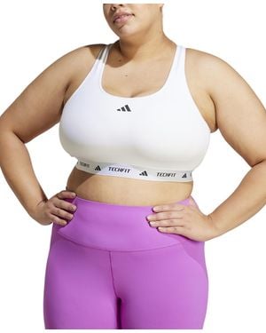 adidas Plus Size Techfit Racerback Sports Bra - Purple